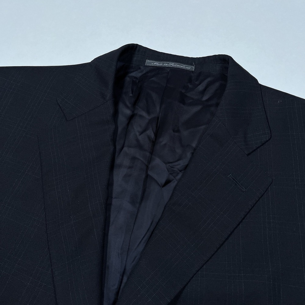 Ermenegildo Zegna Traveller Navy Check Blazer 3 Button 46(?) Switzerland Stain